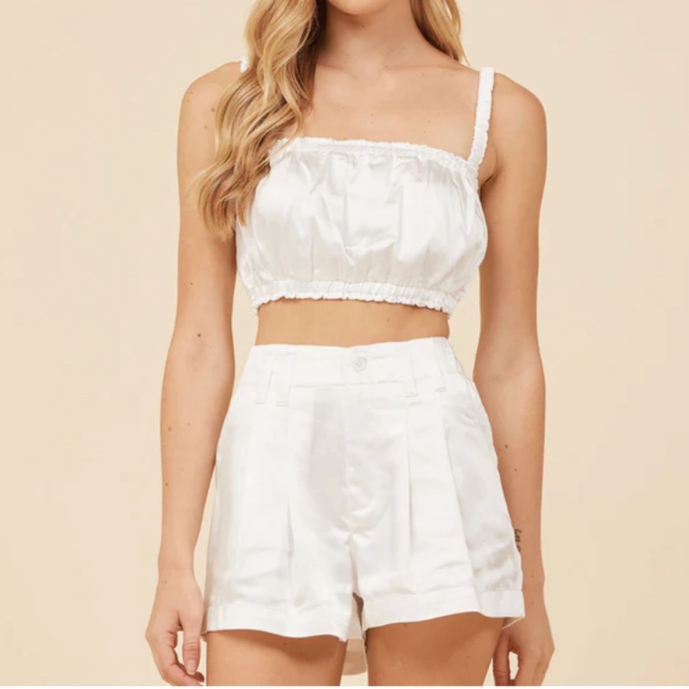 white satin set, new